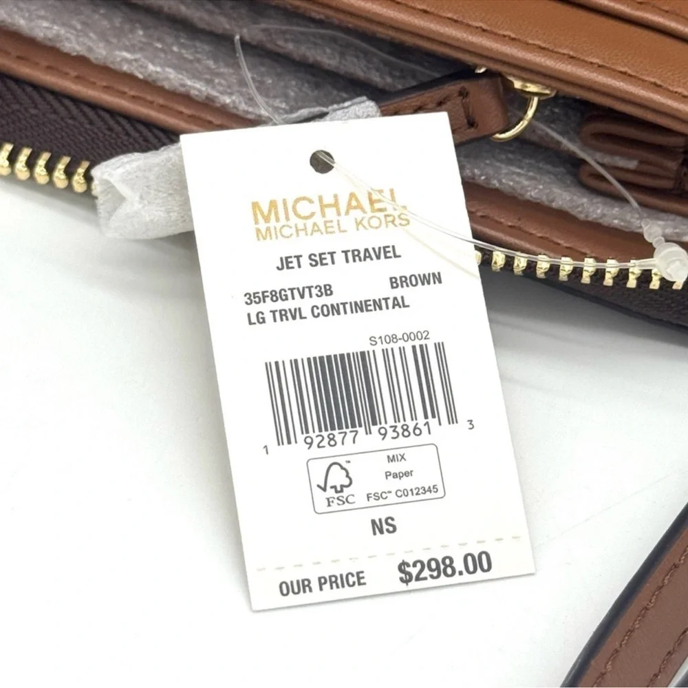 Michael Kors Large Continental Wallet Wristlet Brown Signature